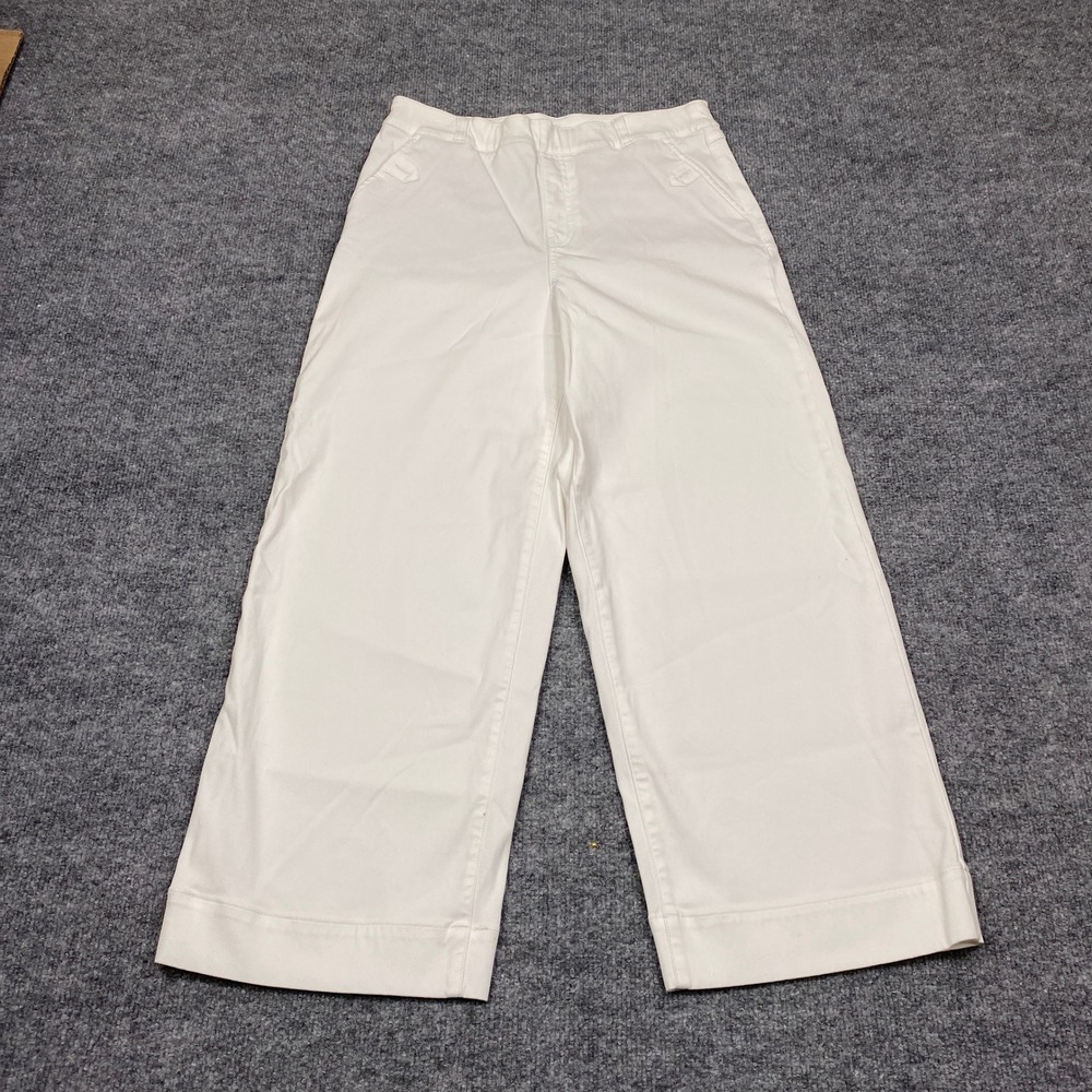 Spanx Pants Womens Large White Wide Leg Stretch Twill Pull On Tummy Control